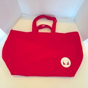 Herman Miller Red Classic Canvas Tote with logos and 2 handles & zipper closure